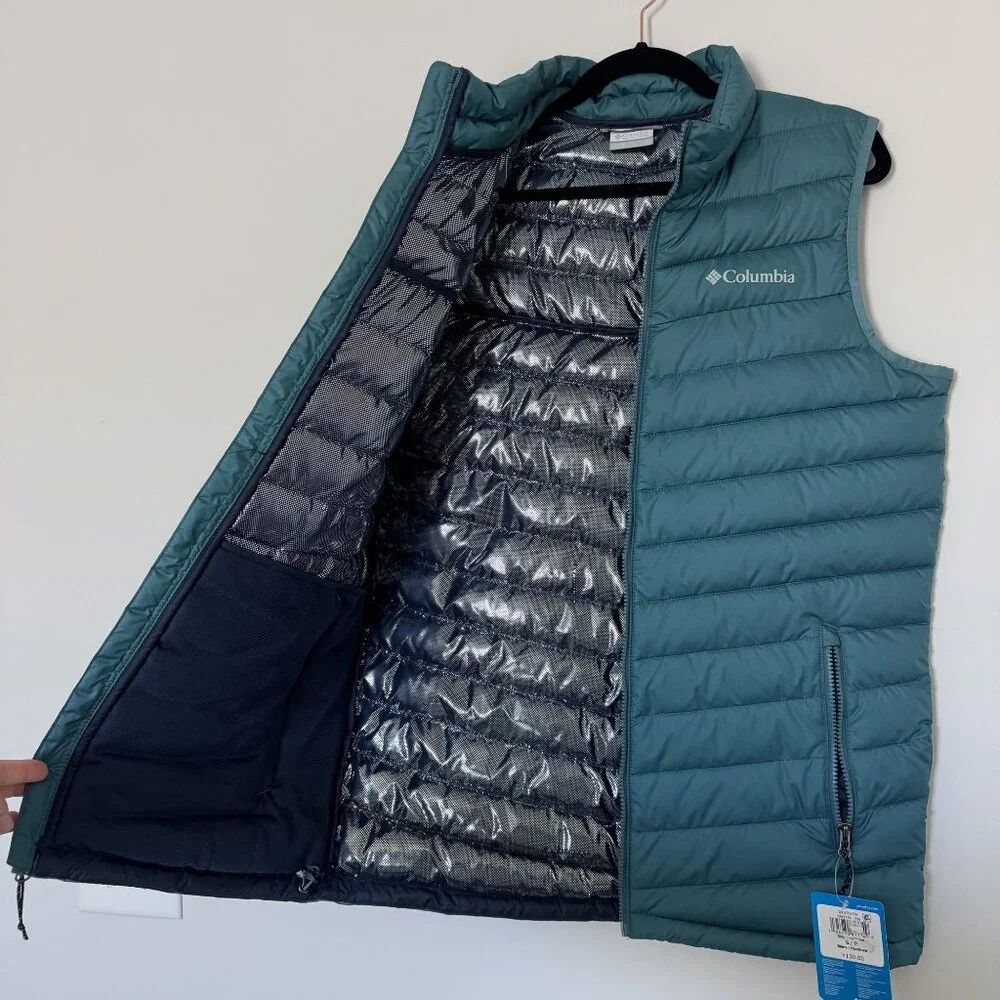 Columbia Mens Slope Edge Vest Omni-Heat Thermal Reflective Teal‎ NWT Small